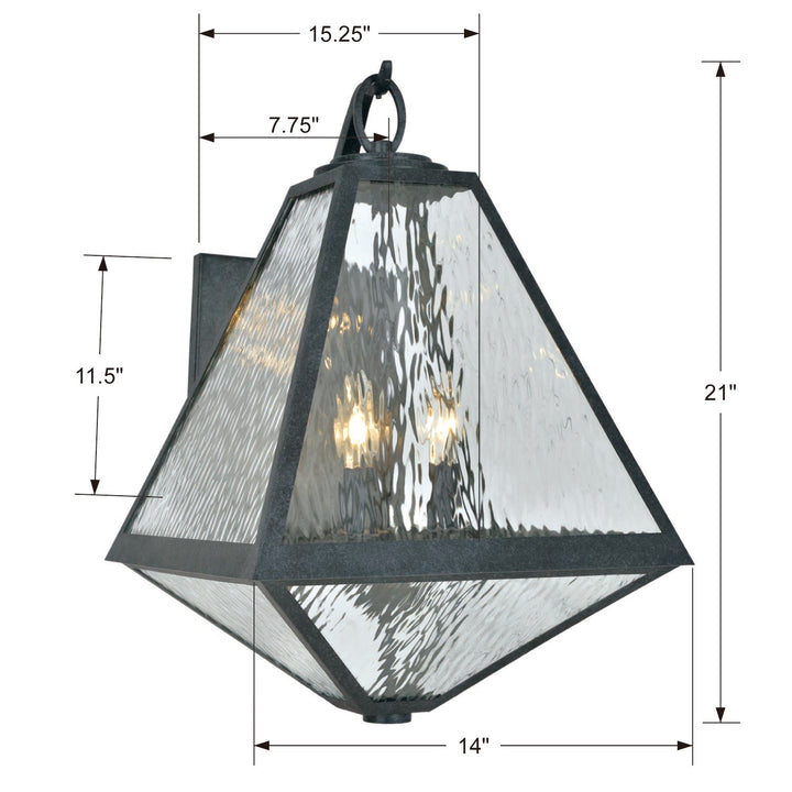 Crystorama Brian Patrick Flynn Glacier 3 Light Black Charcoal Outdoor Sconce