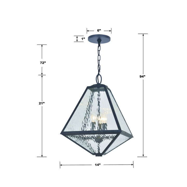 Crystorama Brian Patrick Flynn Glacier 3 Light Black Charcoal Outdoor Pendant