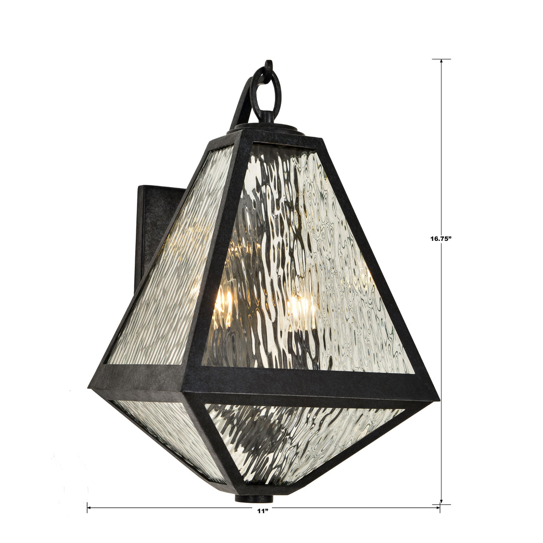 Crystorama Brian Patrick Flynn Glacier 2 Light Black Charcoal Outdoor Sconce