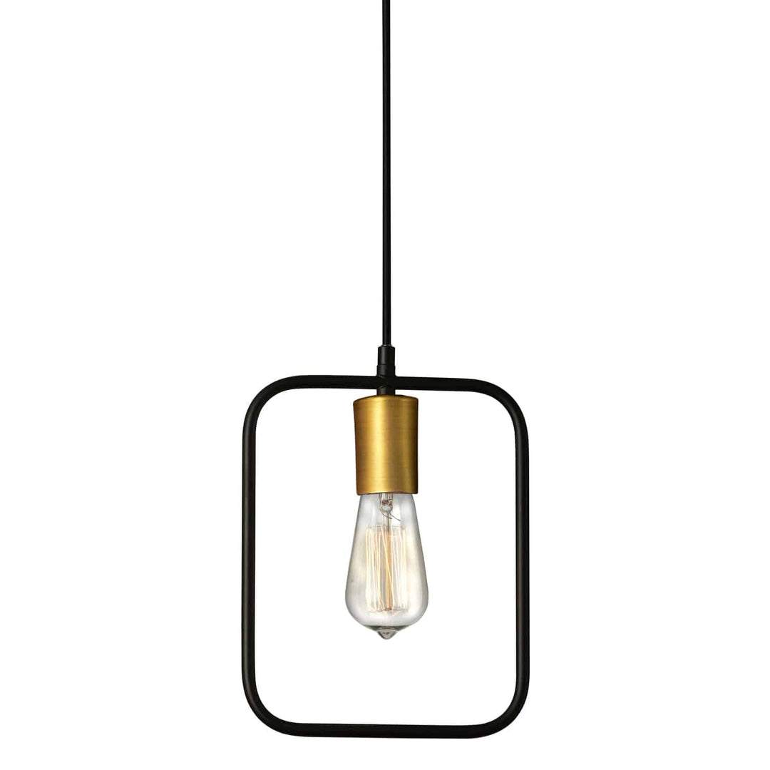 Dainolite 1 Light Pendant, Matte Black & Vintage Bronze Finish