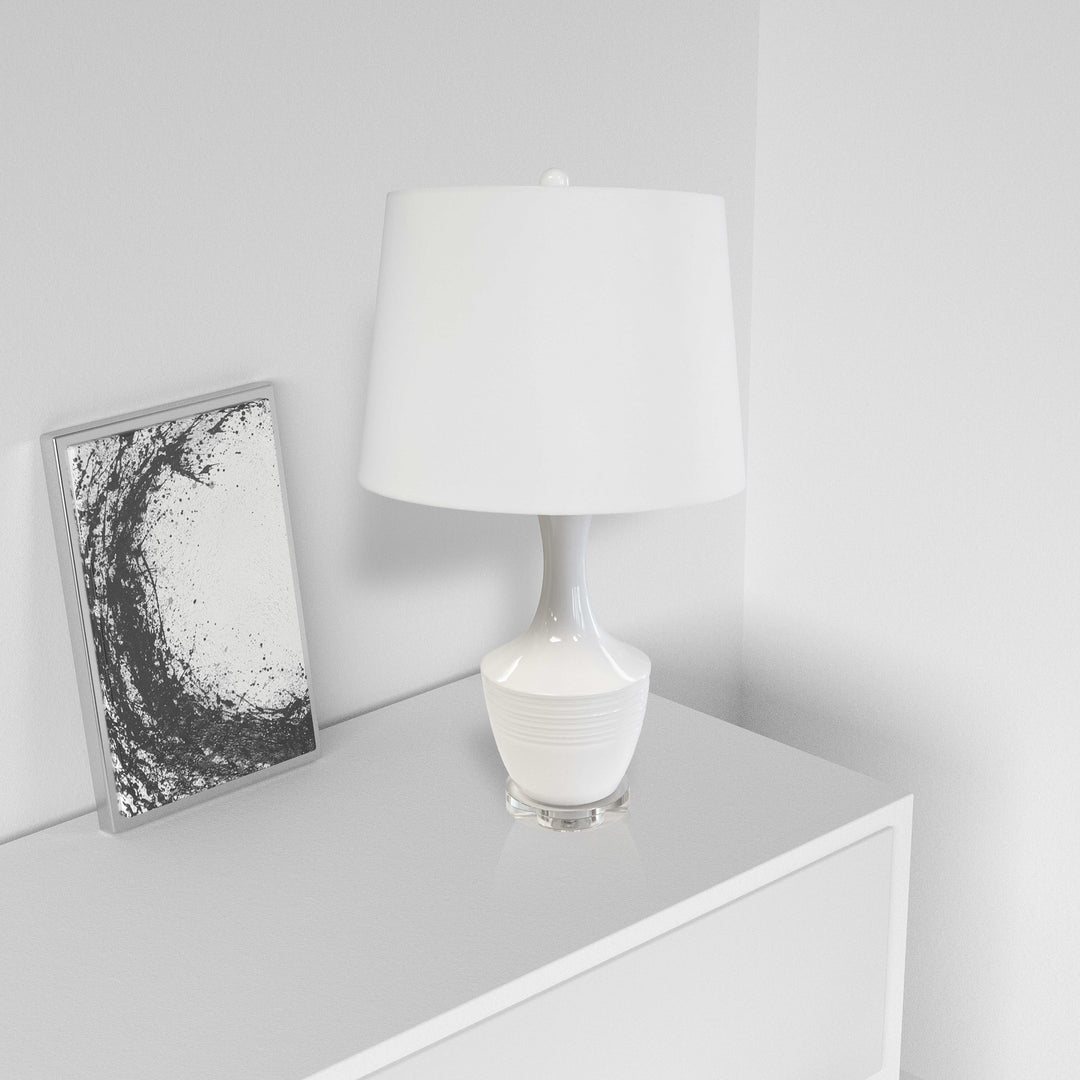 Dainolite 1 Light Ceramic Oversized Table Lamp, White Finish