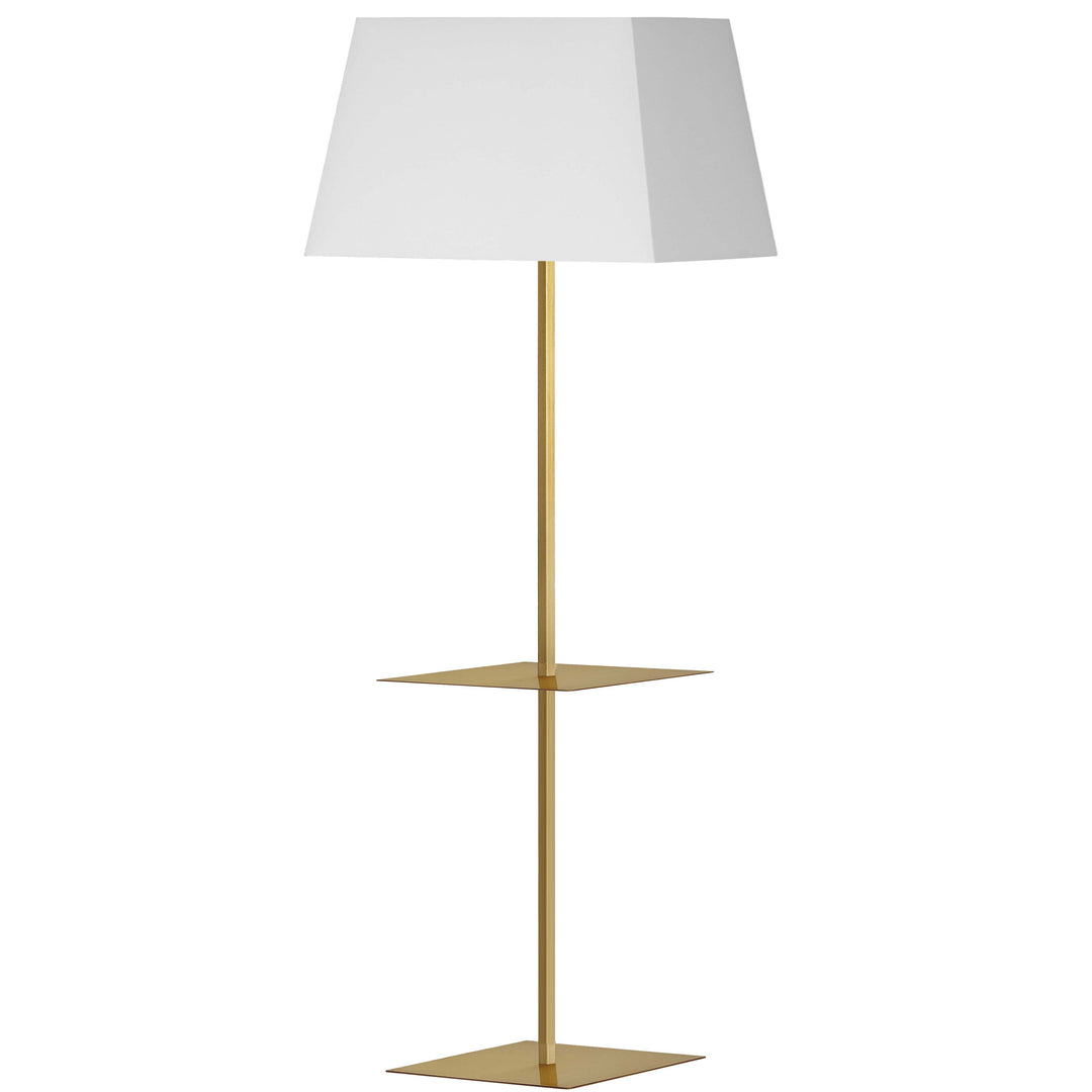 Dainolite 1 Light Incandescent Square Base Floor with Shelf Aged Brass with White Shade