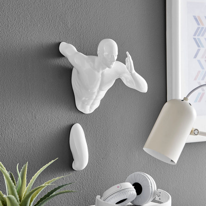 White Wall Runner 13" Man Sculpture