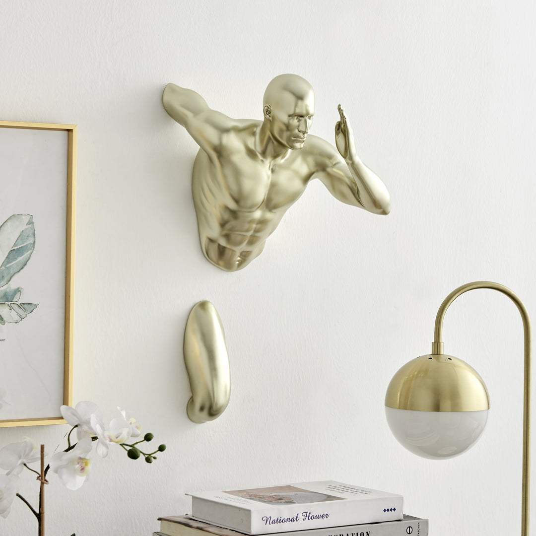 Gold Wall Runner 20" Man Sculpture