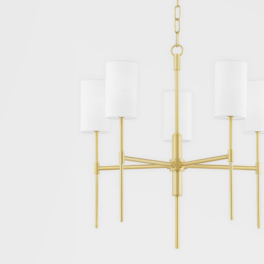 Olivia 5 Light Chandelier - Aged Brass