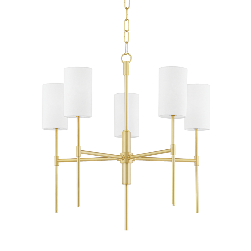 Olivia 5 Light Chandelier - Aged Brass