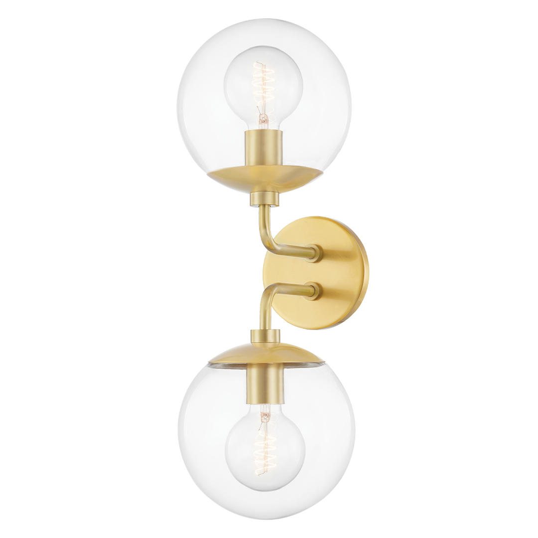 Meadow 2 Light Wall Sconce - Aged Brass