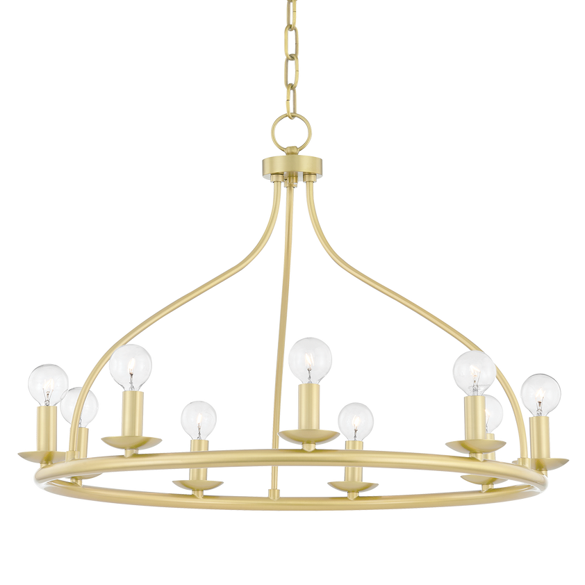 Kendra 9 Light Chandelier - Aged Brass