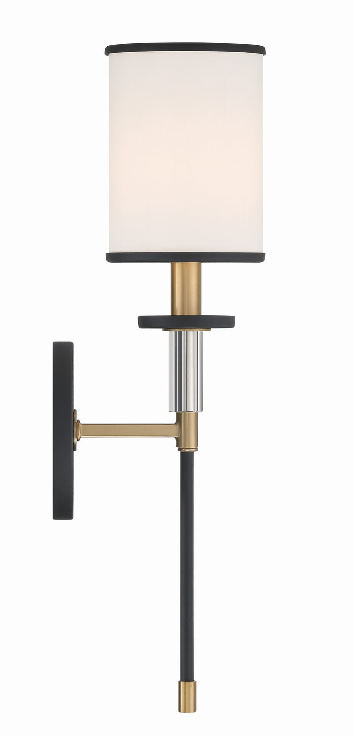 Crystorama Hatfield 1 Light Black Forged + Vibrant Gold Sconce