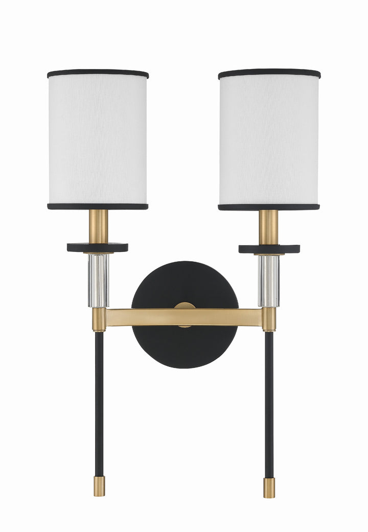 Crystorama Hatfield 2 Light Black Forged + Vibrant Gold Sconce