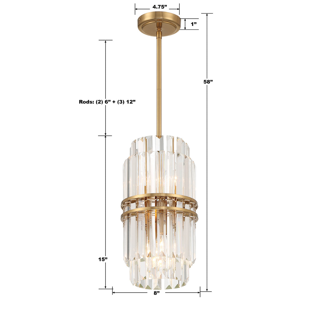 Crystorama Hayes 4 Light Aged Brass Pendant