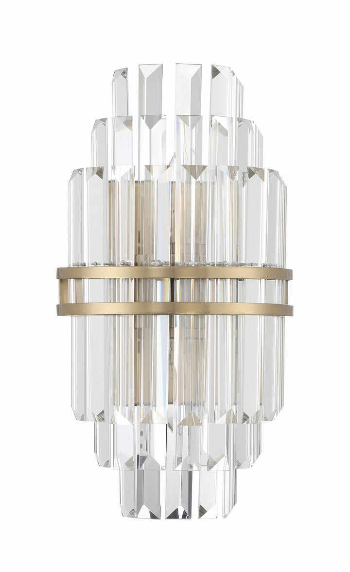 Crystorama Hayes 2 Light Aged Brass Sconce