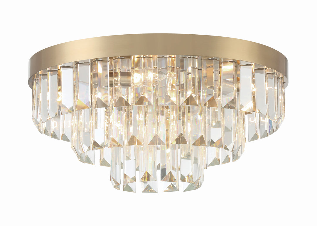 Crystorama Hayes 8 Light Aged Brass Flush Mount