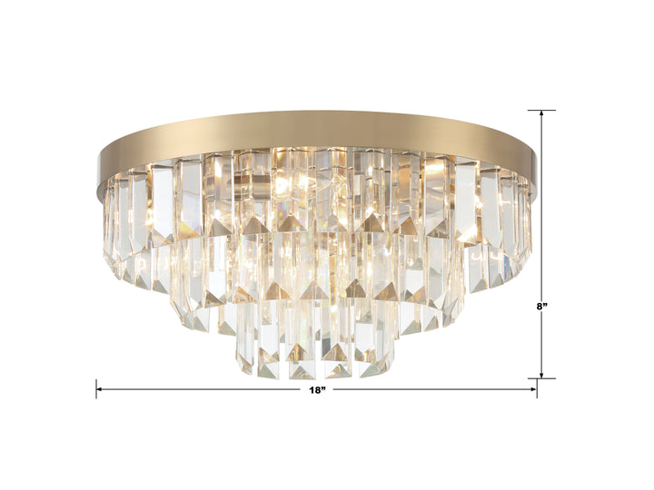 Crystorama Hayes 8 Light Aged Brass Flush Mount