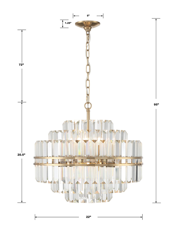 Crystorama Hayes 12 Light Aged Brass Chandelier