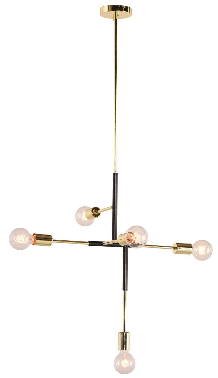 Hendrix Pendant Lighting - Black with Polished Gold Accent