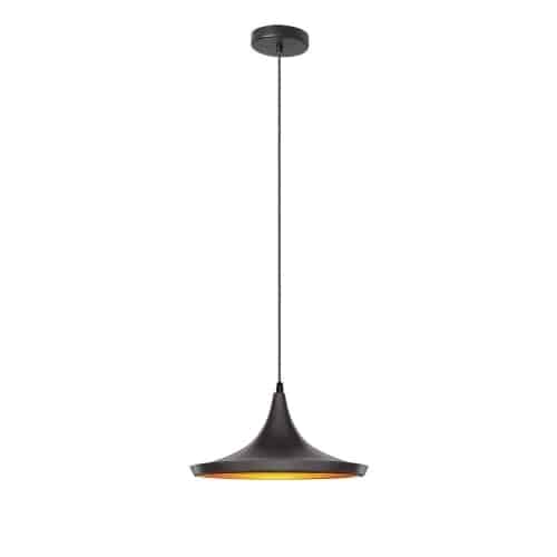 Dainolite 1 Light Pendant, Matte Black / Gold