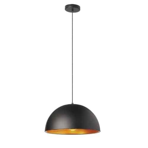 Dainolite 1 Light Pendant, Matte Black / Gold