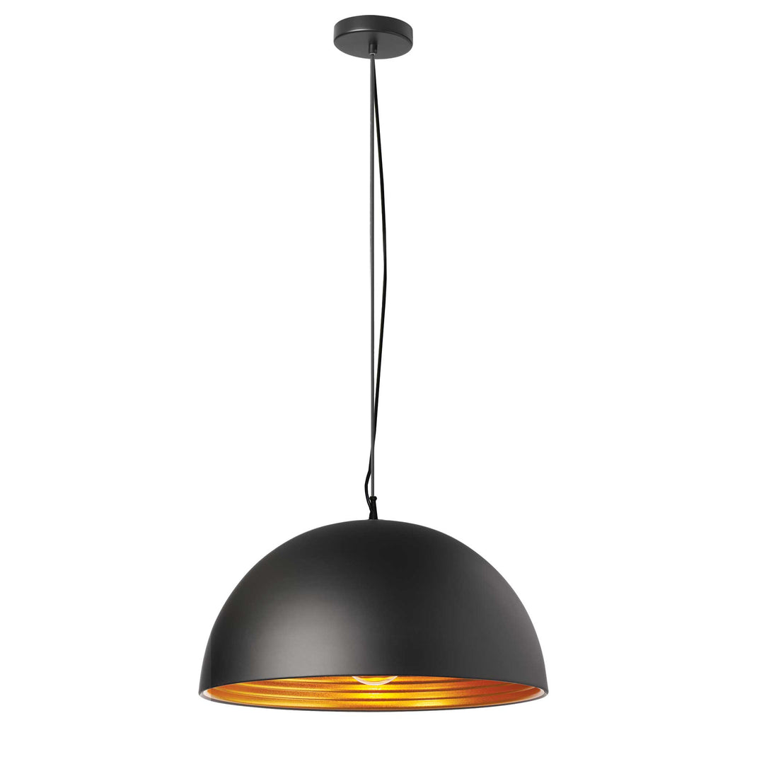 Dainolite 1 Light Pendant, Matte Black / Gold