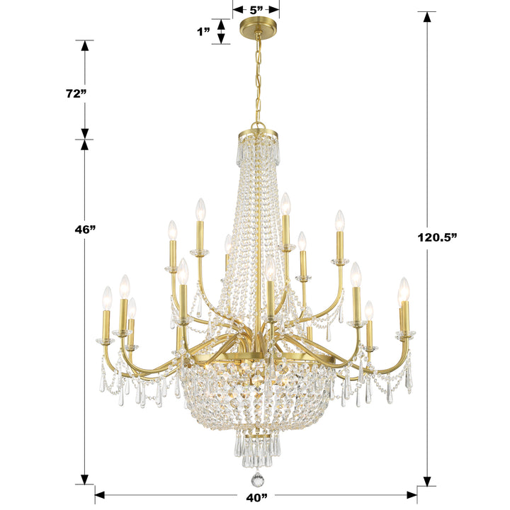 Crystorama Haywood 22 Light Aged Brass Chandelier