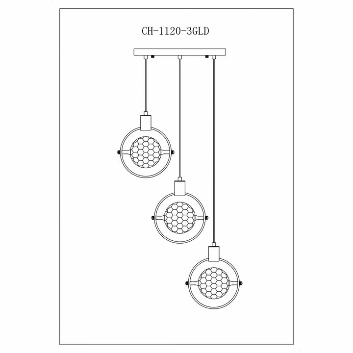 Hollywood Circle 3 Light Pendant // Gold