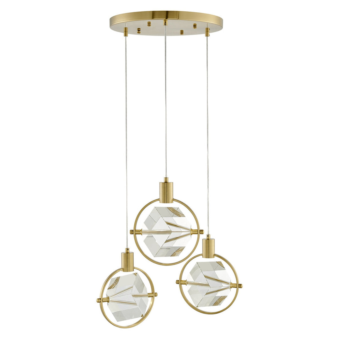 Hollywood Cube 3 Light Pendant // Gold