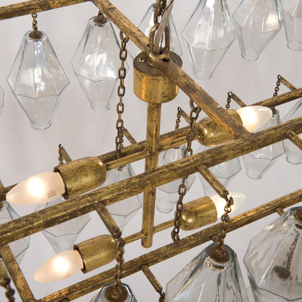 Adeline Rectangular Chandelier-Gold Leaf