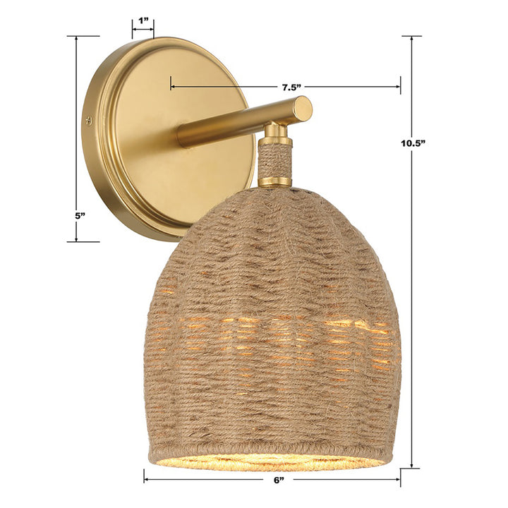 Crystorama Jace 1 Light Soft Gold Sconce