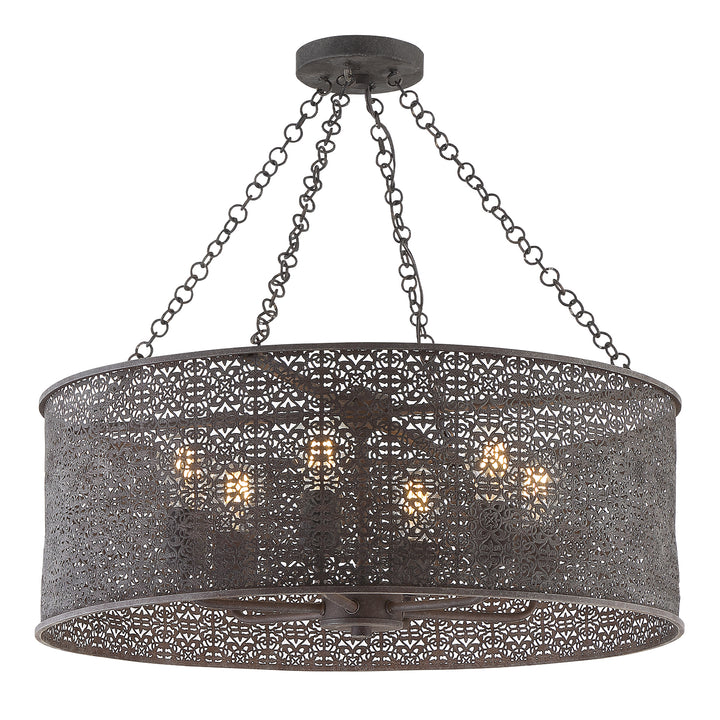 Crystorama Jasmine 6 Light Forged Bronze Chandelier