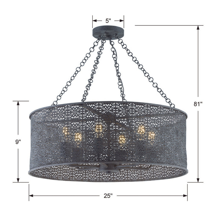 Crystorama Jasmine 6 Light Forged Bronze Chandelier