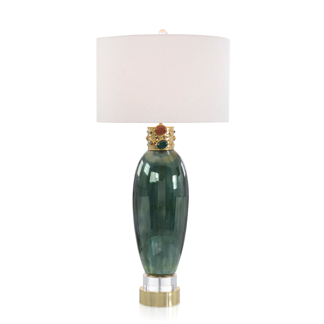 Jeweled-Collar Table Lamp in Illusion Green