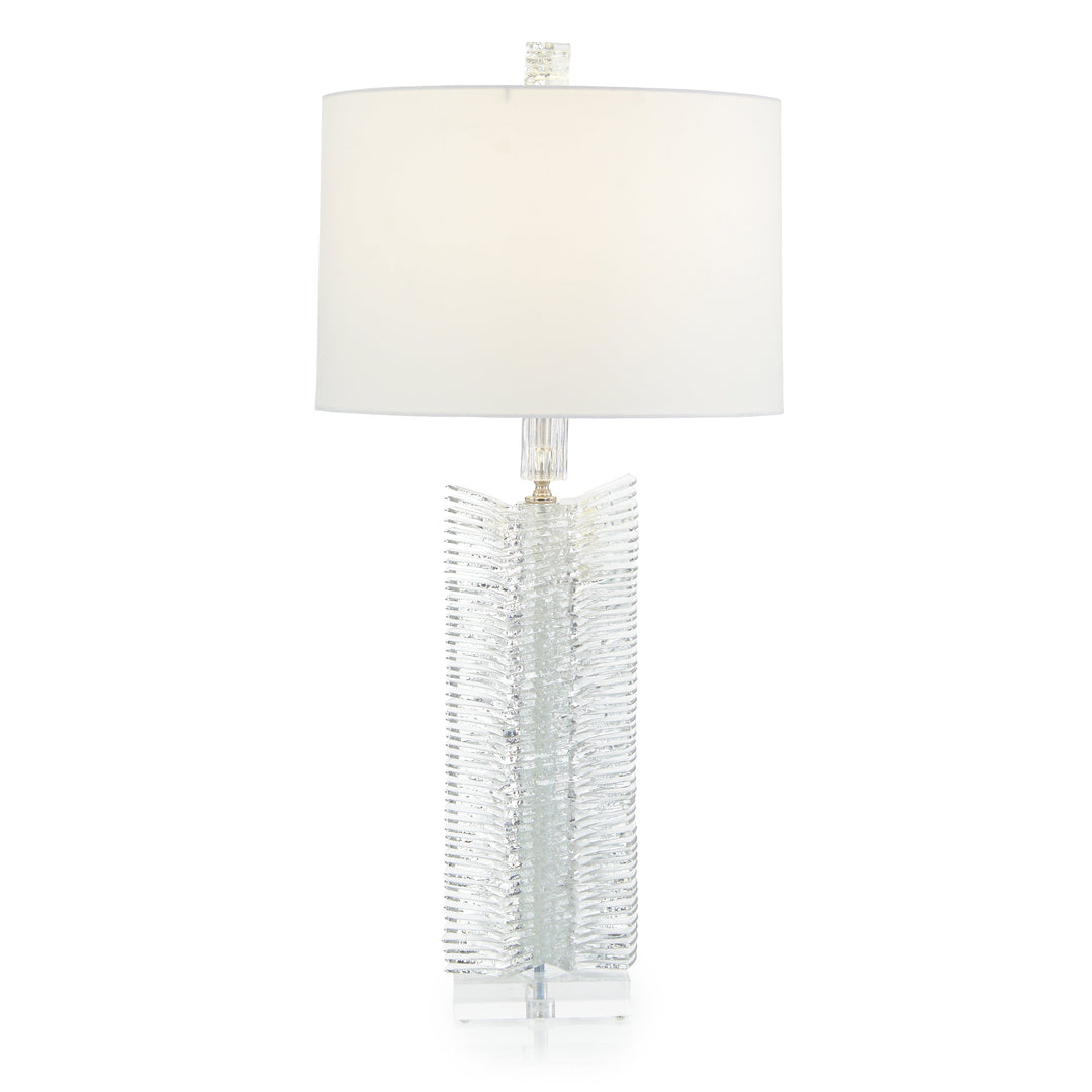 Clear-Cut Glass Column Table Lamp