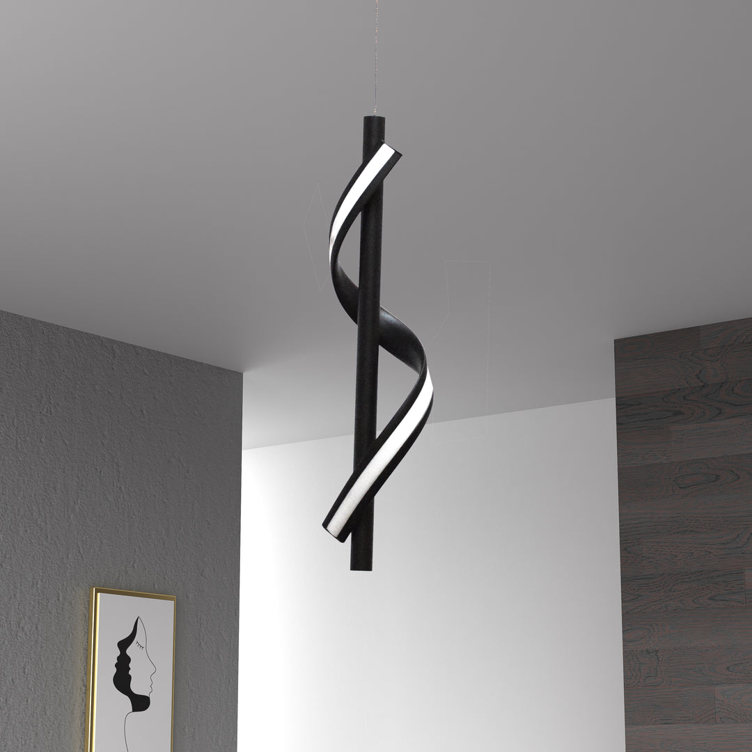 Dainolite 8W LED Pendant, Matte Black with White Silicone Diffuser