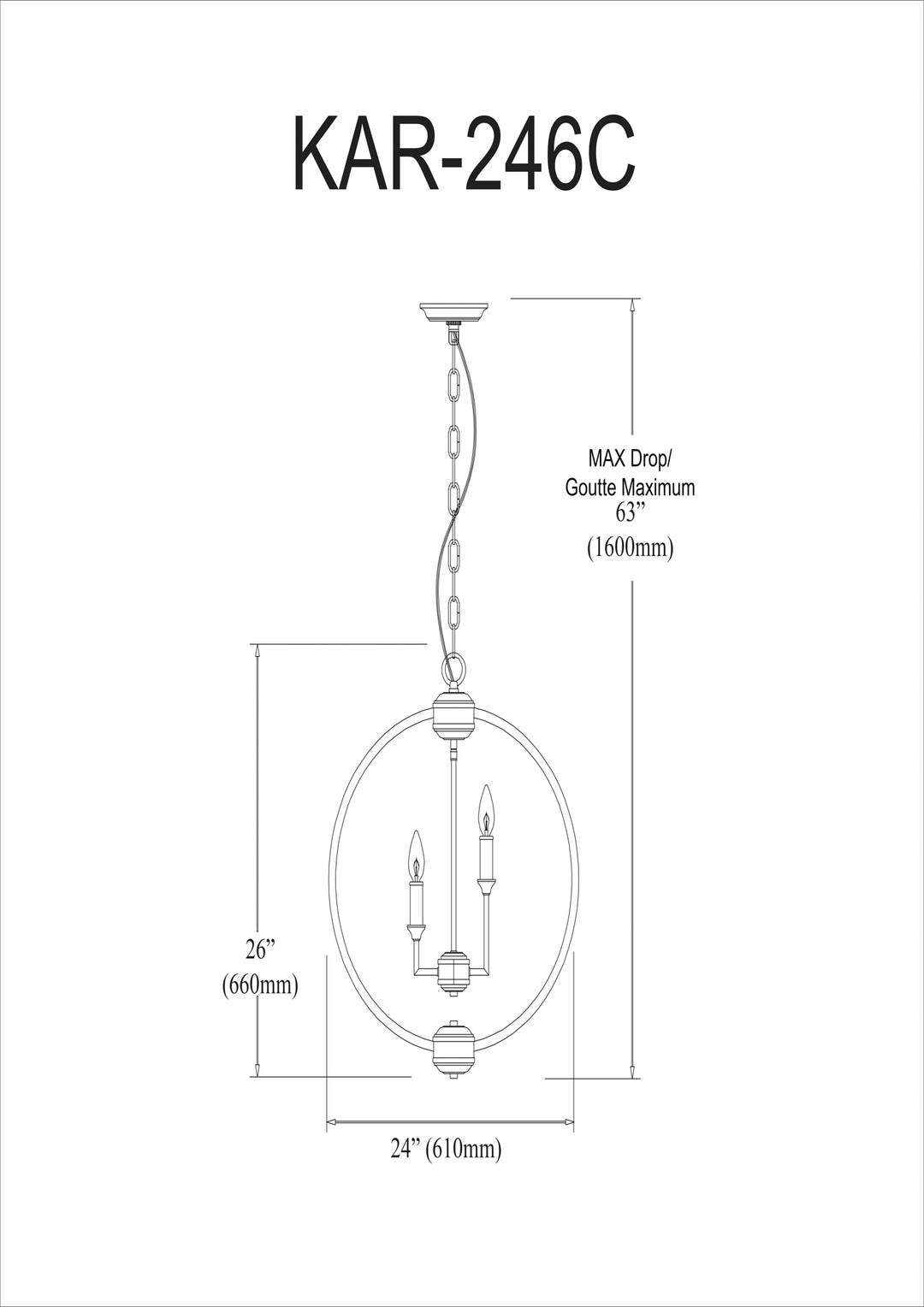 Dainolite 6 Light Chandelier With Crystal Studded Banding, Polished Chrome Finish