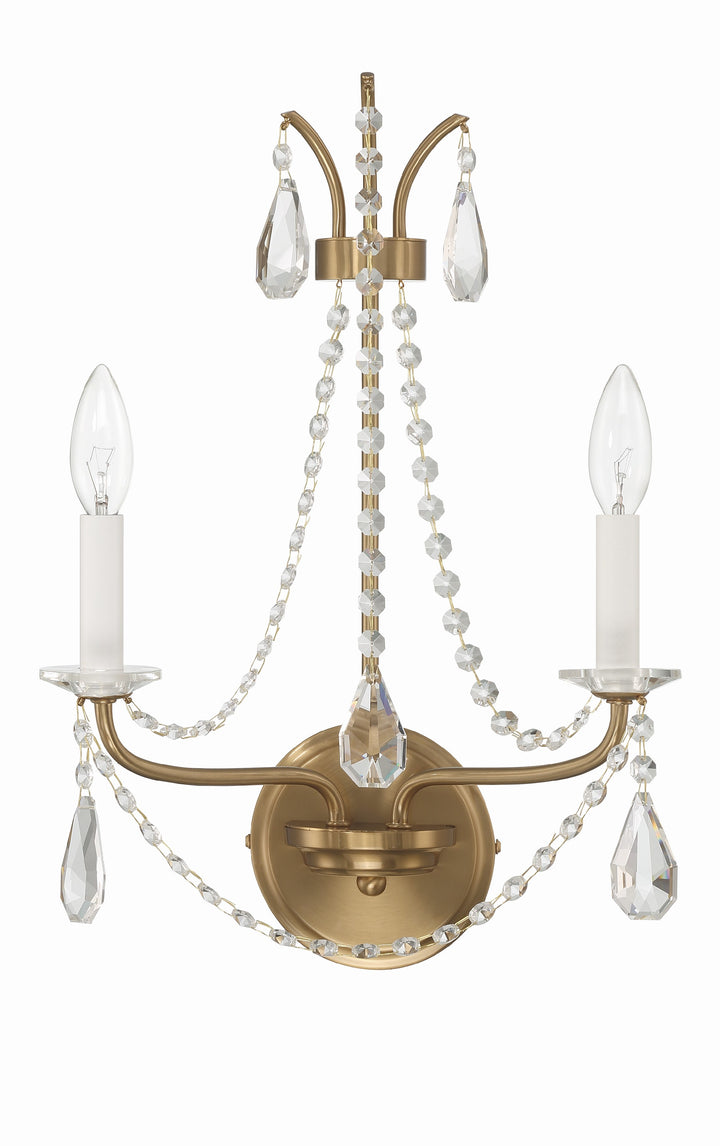 Crystorama Karrington 2 Light Aged Brass Sconce