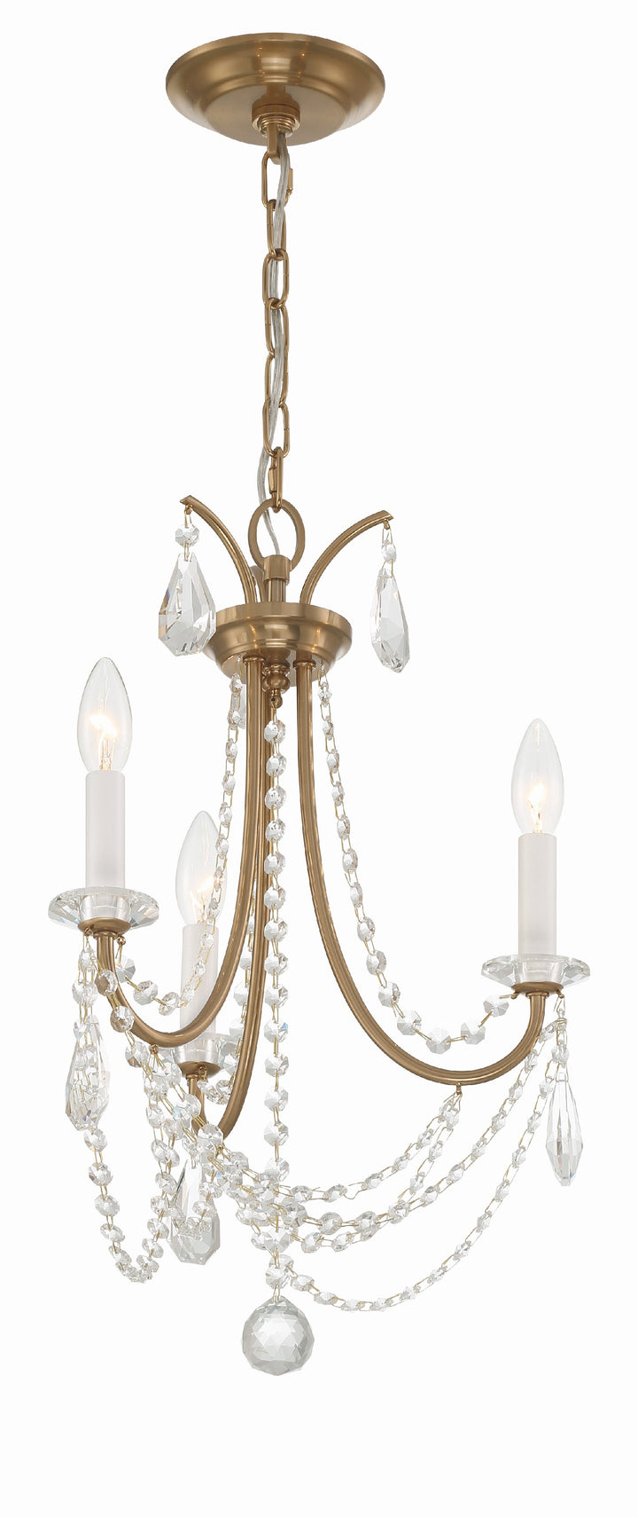 Crystorama Karrington 3 Light Aged Brass Mini Chandelier