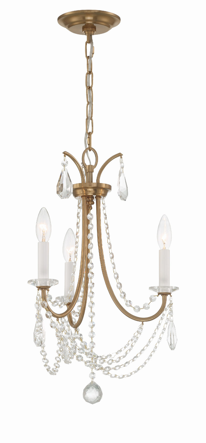 Crystorama Karrington 3 Light Aged Brass Mini Chandelier