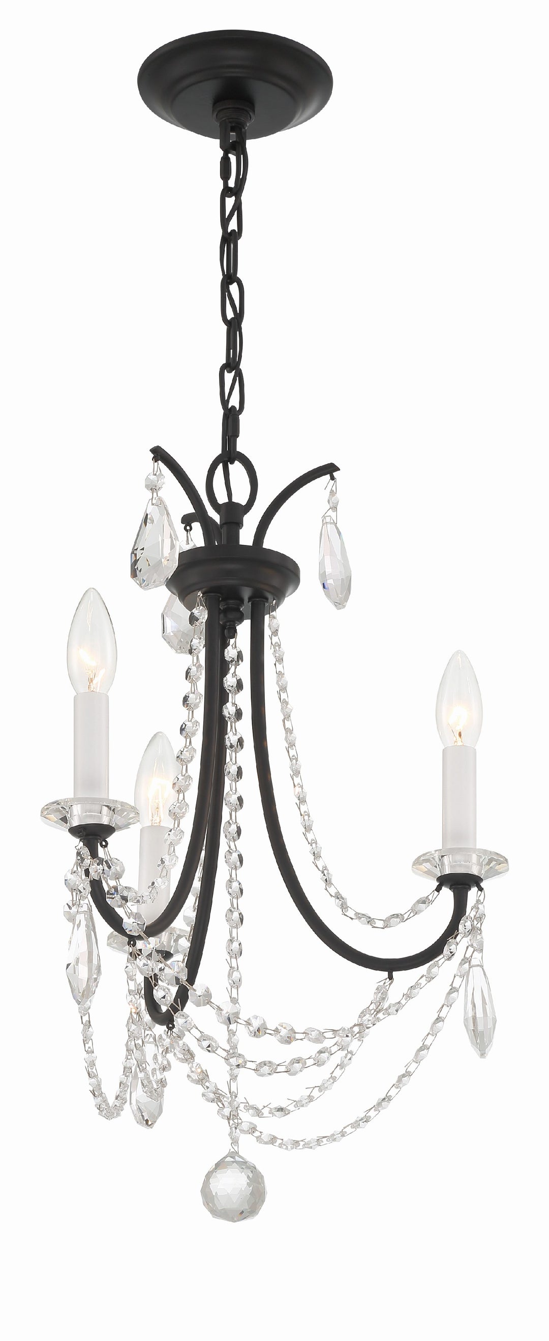 Crystorama Karrington 3 Light Aged Brass Mini Chandelier