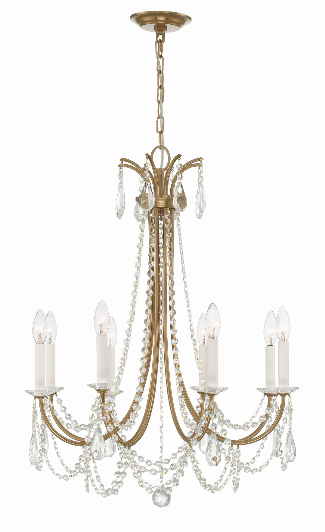 Crystorama Karrington 8 Light Aged Brass Chandelier