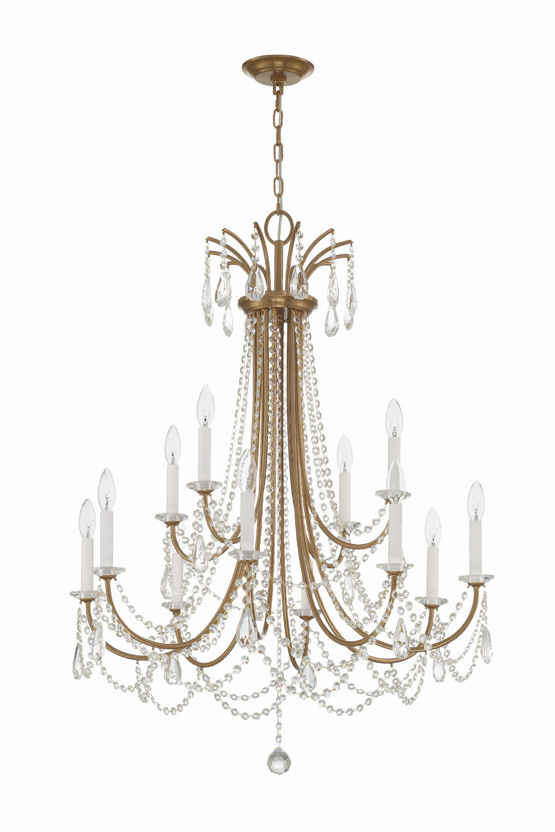 Crystorama Karrington 12 Light Aged Brass Chandelier