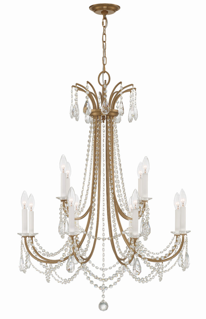 Crystorama Karrington 12 Light Aged Brass Chandelier