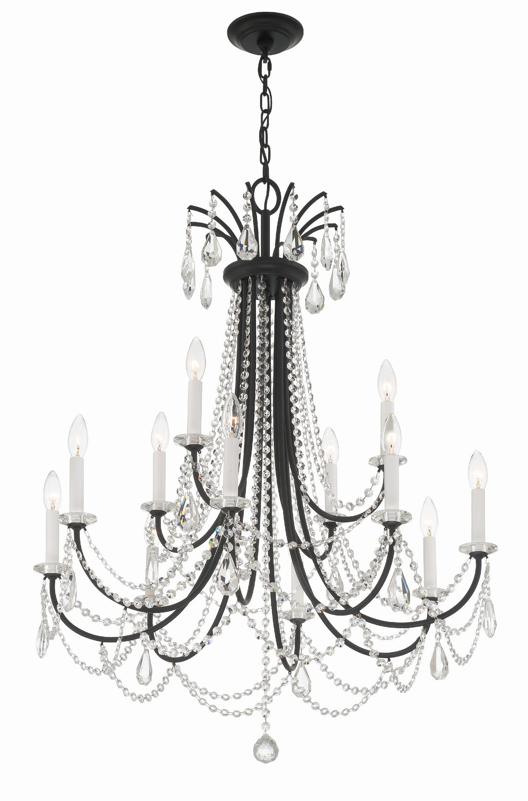 Crystorama Karrington 12 Light Aged Brass Chandelier