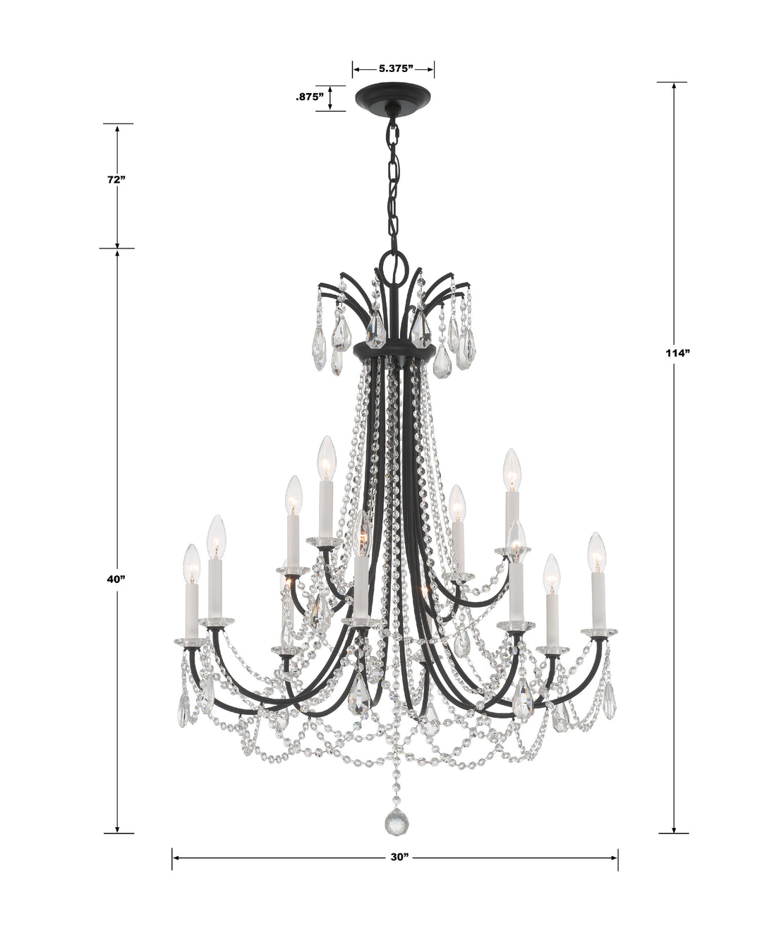 Crystorama Karrington 12 Light Aged Brass Chandelier