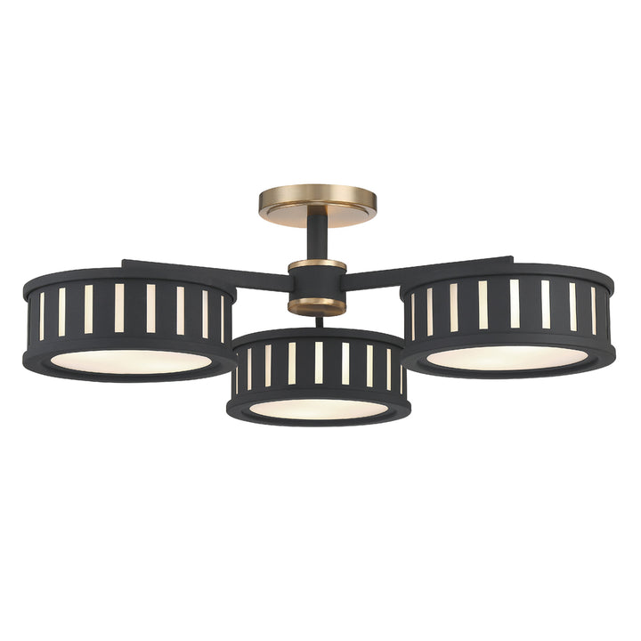 Crystorama Kendal 6 Light Vibrant Gold + Black Forged Semi Flush Mount