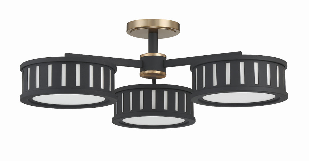 Crystorama Kendal 6 Light Vibrant Gold + Black Forged Semi Flush Mount