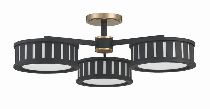 Crystorama Kendal 6 Light Vibrant Gold + Black Forged Semi Flush Mount