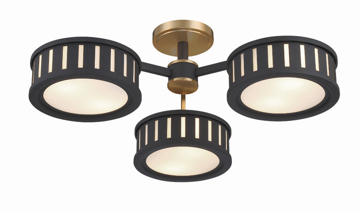 Crystorama Kendal 6 Light Vibrant Gold + Black Forged Semi Flush Mount