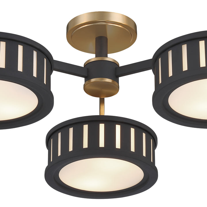 Crystorama Kendal 6 Light Vibrant Gold + Black Forged Semi Flush Mount