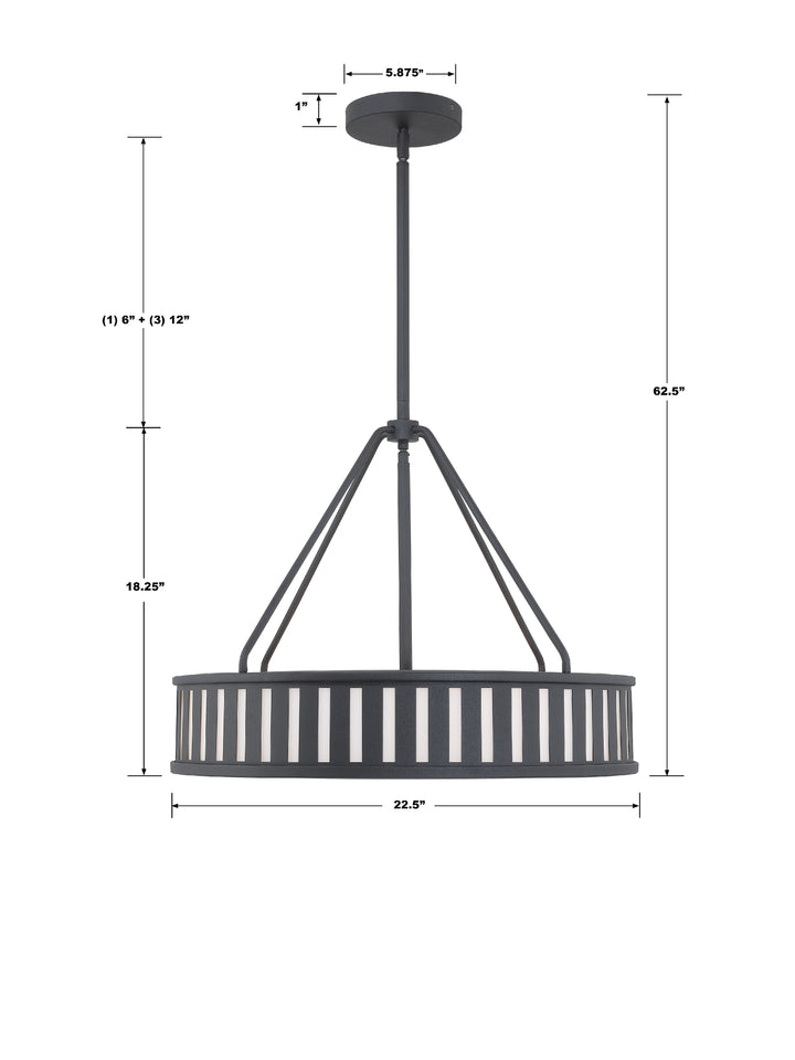 Crystorama Kendal 4 Light Black Forged Chandelier