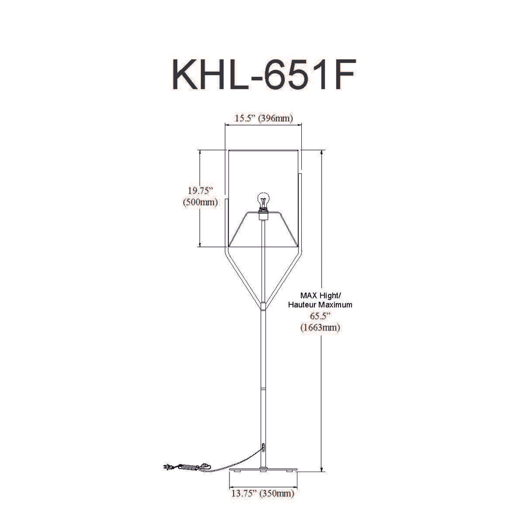 Dainolite 1 Light Incandescent Floor Lamp, Matte Black with White Shade